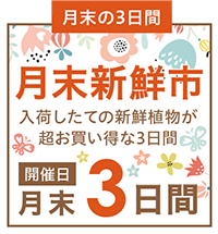 月末3日間 月末新鮮市/入荷したての新鮮植物が超お買い得な3日間